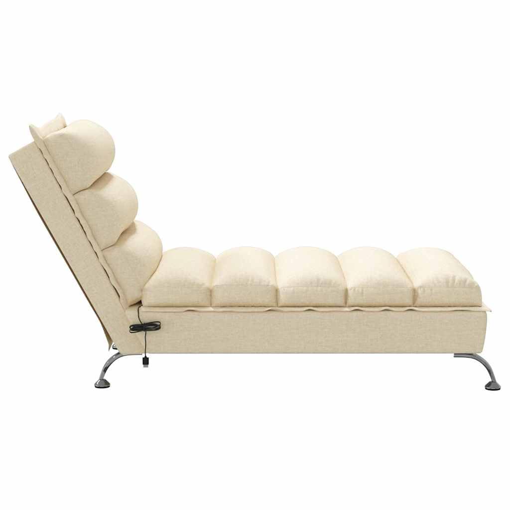 Generico Chaise Longue Massaggi con Cuscini Crema in Tessuto,Sedie,Chaises-longues-379480