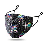 NA RDHYST Star Glitter Fish Scale Sequins Party Face Shield, Anti-polvo, Anti-contaminación Anti-smog Protector para adultos, niños