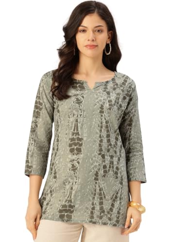 Image of Elegant Printed Short Kurti - Soft Cotton, Everyday Style, Sizes S-XXL.