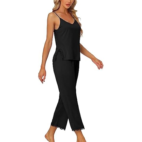 cheibear Women's Soft Modal Cami Pajama Set Cover
