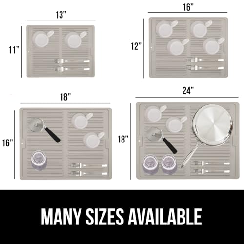 GORILLA GRIP 100% BPA-Free Patented Silicone Dish Drying Mat for Kitchen Counter, 18x24 Inch, Water Catching Ribbed Design, Easy Clean Waterproof Sink Liner, Heat Resistant, Fits Under Rack, Almond by GORILLA GRIP - Image 5
