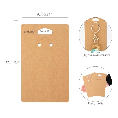 Image of Festiko Keychain Display Cards (Brown Kraft A, Pack of 100 Pcs, 4.7 inch*3.1 inch), Keyring Display Cards, Jewellery Display Cards