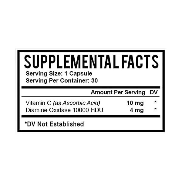 Bravado Labs Premium Histamine Block Supplement - Histamine Blocker Diamine Oxidase Supplement - Advance DAO Enzyme Supplement for Food-Derived Histamine Intolerance - with Maltodextrin (30 Capsules)