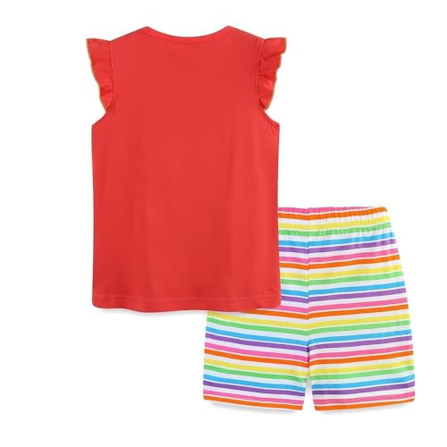 Image of Girls Shorts Set Outfits for Toddler Girls T-shirts Clothing Sets Kids Summer Graphic Cotton Tops Tees 3-7 Years