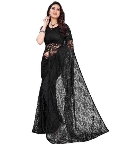 Women's Party Wear Net-Saree With Unstitched Blouse Piece-image-28