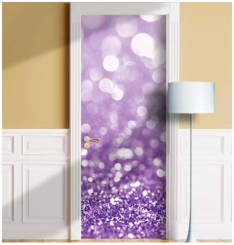 Glitter Door Mural. Single Piece Sticker, Decal. Wrap, Cover. Peel and Stick, Self-Adhesive, Removable (30"x80", Purple)