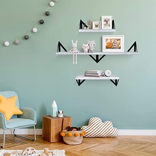 Klvied Floating Shelves Wall Mounted Set Of 4, Rustic Wood Wall Shelves, Storage Shelves For Bedroom, Living Room, Bathroom, Kitchen, Office And More, Gray #TOP7