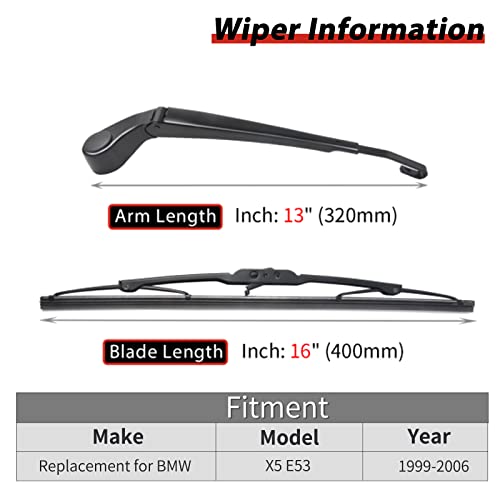 Replacement For Bmw X5 E53 1999-2006 - Rear Windshield Wiper Back Arm Blade Assembly - Otuayauto Factory Oem Style 61627068076 #TOP1