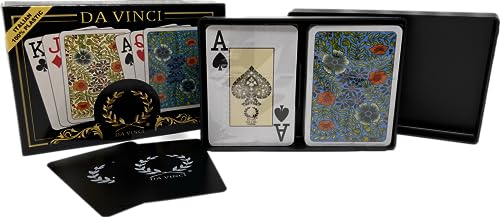 DA VINCI Fiori, Italian 100% Plastic Playing Cards 2 Deck Set, Poker Size Large Print Jumbo Index - Thumbnail 3