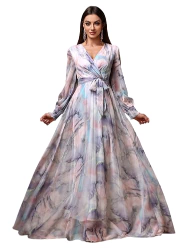 Womens Summer Dresses,Floral Patterns Vintage Elegant Cocktail Long Sleeve Boho