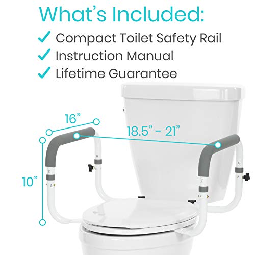 Vive Toilet Safety Rail - Adjustable Grab Bar - Compact Support Frame With Handrail For Bathroom Toilet Seat - Easy Installation For Handicap Senior Bariatrics, Elderly Balance - Padded Hand Armrest #TOP5