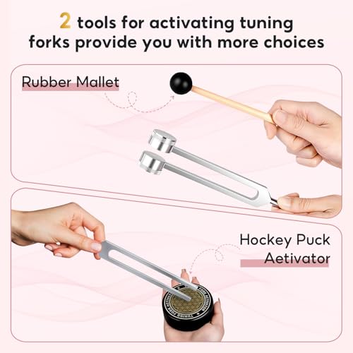 Image of TABARO Tuning Forks for Healing Set - Includes 128HZ 136.1HZ 256HZ 384HZ Weighted & Unweighted Tuning Forks for Chakra /Sound Therapy /Yoga /Meditation /Gift /Mother's Day | TABARO