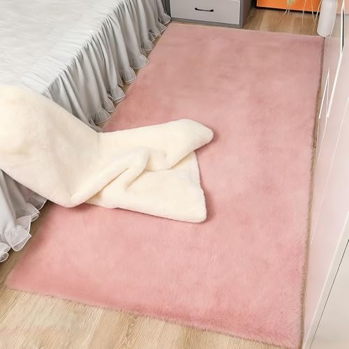 Tapis moderne doux rose unicolore aux finitions soignées pour bureau