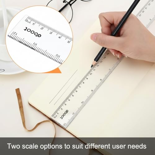 Eboot 20 Pack 12 Inch Clear Plastic Rulers Bulk, Easy-to-Read Straight Edge Rulers with Inches and Metric for Office, Back to School Supplies - Image 4