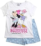 Top aktuelles Design Schlafanzug Shorty Mädchen Kurz Pyjama (Weiß-Blau, 122-128)