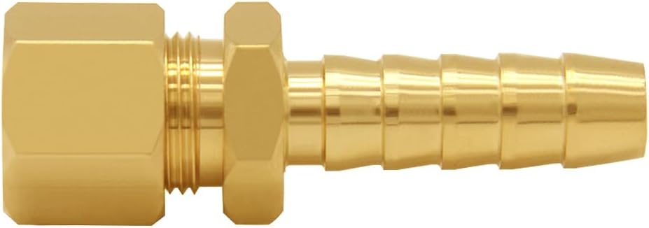 Joywayus 2PCS Brass Fuel Line Adapter 3/8" Compression Tube OD to 3/8" Hose Barb Fitting Transmission Cooler Line Fitting