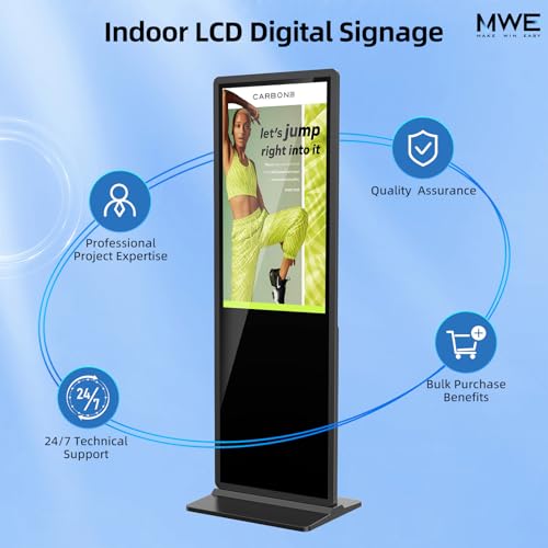JIYANG 32 Inch Indoor Touchscreen Digital Signage Floor Standing Digital Interactive Kiosks LCD Totem Monitor with WiFi/USB Input Auto Media Player Android System,Free Customization Logo - Thumbnail 6