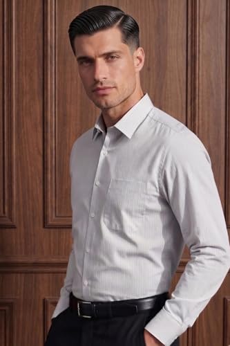 Image of Louis Philippe Mens Cotton Striped Regular Fit Shirt