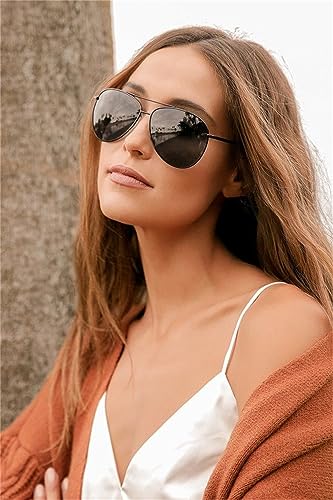 GIFIORE Oversized Polarized Aviator Sunglasses for Women Men,Classic Big Black Gold Metal Frame Pilot Shades3