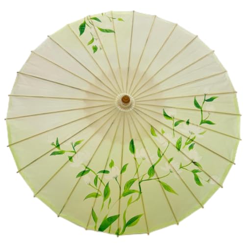 Fasbuy Parapluie Japonais en Papier Huilé Imperméable, Ombrelle Japonaise Traditionnelle avec Manche en Bois, Parapluie Vintage pour Mariage, Cosplay, Photo (Style rétro 13,84cm)