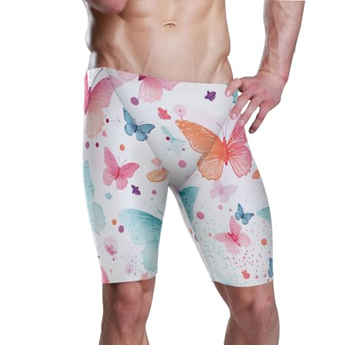 Color Butterfly Men's Swim Jammers Racing & Training Swimsuit Fast, Flexible,Comfortable XXXL B0401663