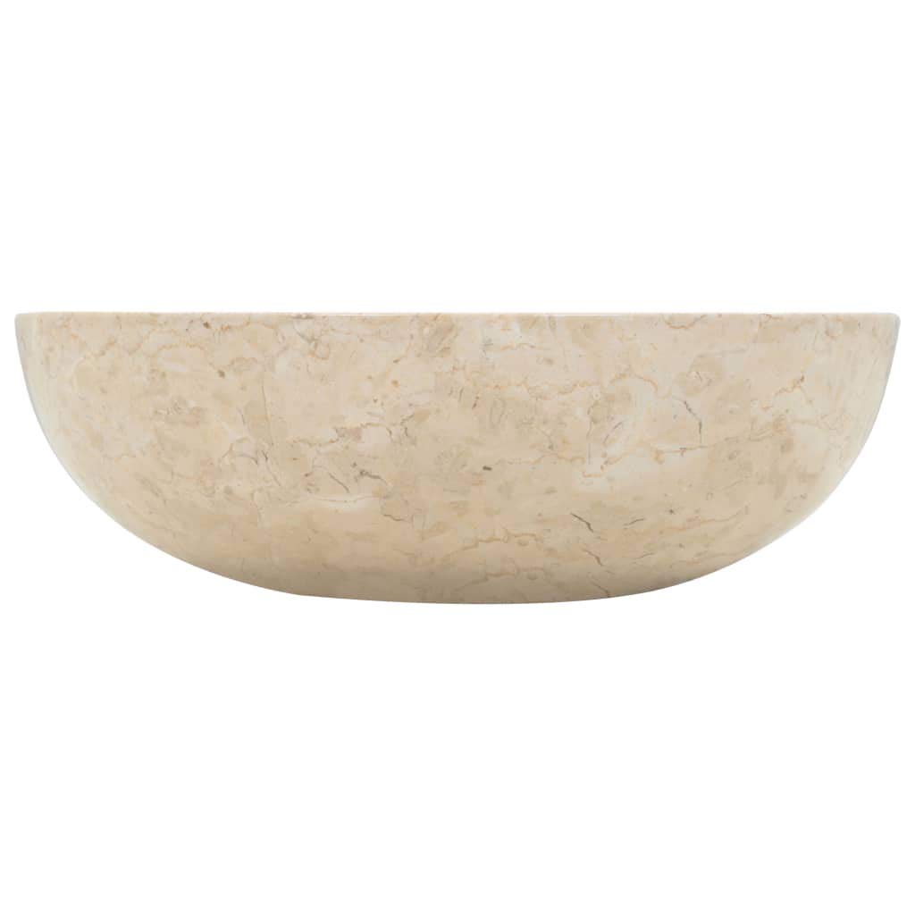 Festnight Lavabo Salle de Bain a Poser Vasque à Poser de Salle de Bain Évier en Marbre 40 x 12 cm Crème