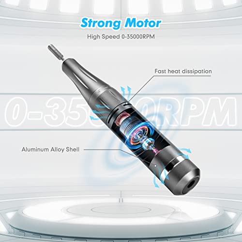 Fresa Per Unghie Professionale 35000 Rpm Portatile Ricaricabile Lima Per Unghie Elettrica Velocità Regolabile Manicure Set Trapano Elettrico Con Display A Led Per Saloni Di Unghie, Manicure Diy - 3