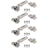 Blum Clip top BLUMOTION Hinge Kit (2 Kits), Full Overlay, 110° Opening Angle, Steel, Soft Close Euro-Style Hinges with Clip Mounting Plate for Frameless Cabinets