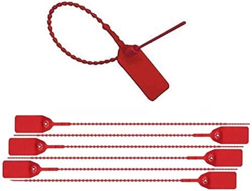 Red Security Seal Pull Tie Tags Plastic Security Seal Anti-Tamper Plastic Truck Door Seals(200 Pack)