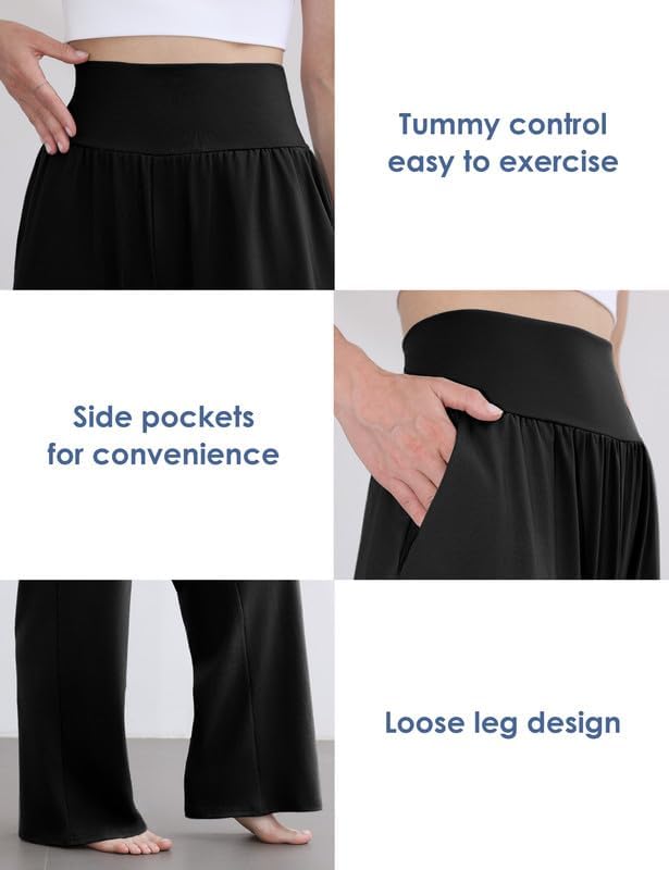 ESOFT Women's Wide Leg Yoga Pants Sweatpants High Waisted Lounge Palazzo with Pockets Comfy Flowy Pants Petite/Regular/Tall - Image 4