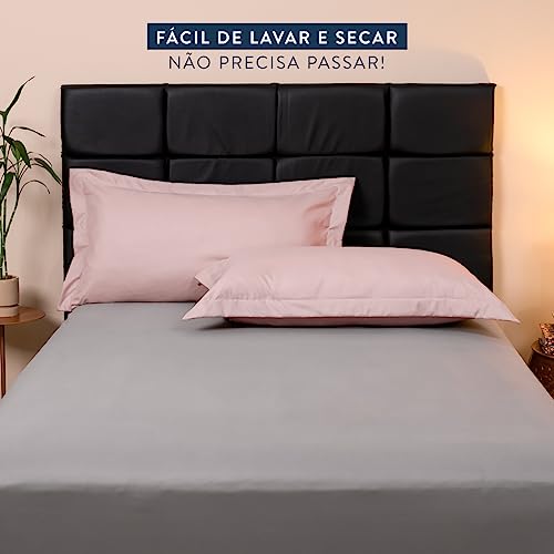 Kit 02 Fronhas Envelope Slim c/ 03 Abas 200 Fios King 90cm x 50cm (Rosê)