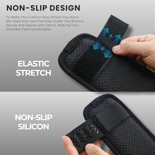 Image of LITEWEIGH AIRBAG Shoulder Strap Pad | Ergonomic, Air Suspension Technology | Reduce Shoulder Strain by 30% | Adjustable Anti-Skid Design | Perfect for Backpacks, Cameras & More |34cm| Pack Of 1(Black)