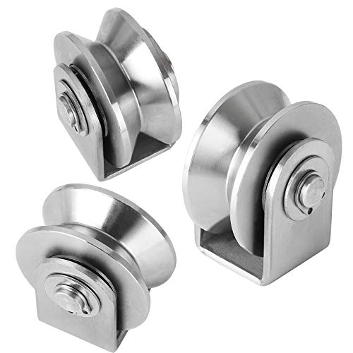 Ziqi 2 Inch Pulley Block V Type 304 Stainless Steel Pulley Roller, Duplex Bearing Super Silent Heavy Duty V Grooved Wheel Loading 660Lb/300 Kg For Material Handling And Moving - 2 Pack #TOP2