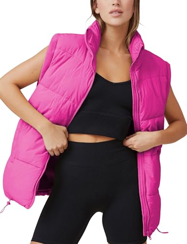 Athlisan Womens Zip Up Puffer Vest Stand Collar Sleeveless Padded Jacket Coat