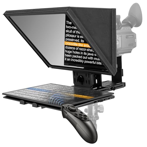Glazon 16-Inch Professional Teleprompter with Tempered Optical Glass All-Metal Design Remote Control & App Support Works with Tablets and Cameras