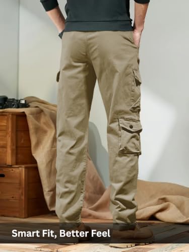 Image of Leriya Fashion Men's Cargo Pants | Multi Pocket Cotton Cargo Joggers for Men | Loose Fit Stylish Pant with Pockets | Casual Baggy Trousers & Streetwear Lower