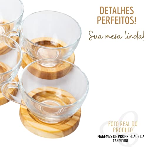 Pires Redondo Em Madeira Para Mesa Posta com Xícara de café