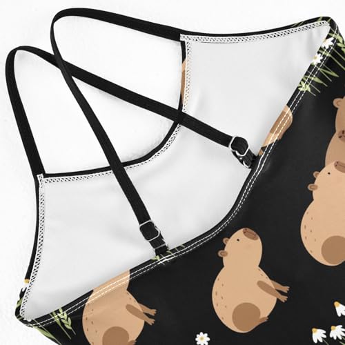 Image of Girls one Piece Swimsuit Summer UPF 50+ Quick Dry Beach Bathing Suit with Straps Swimwear 3-10 Years