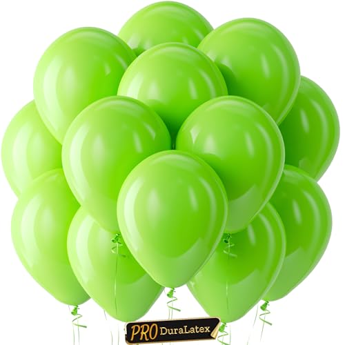 Image of Bezente Pro Duralatex Lime Green Extra-Thick Balloons 100 Pack 12 inch | Light Green Balloons for Long-Lasting Professional Party Decorations, Large Birthday Jungle Bridal Shower Halloween Party