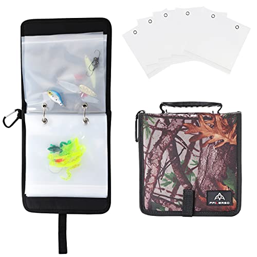 PFILERSO Bolsa de Armazenamento Organizada para Iscas de Pesca, Iscas, Iscas Artificiais, Iscas Artificiais E Linhas, Estojo de Carteira para Equipamentos de Pesca com 15+5 Peças, Bolsa Transparente C
