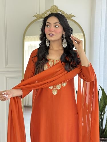 Image of Alvami Women's Silk Solid Regular Kurta Set