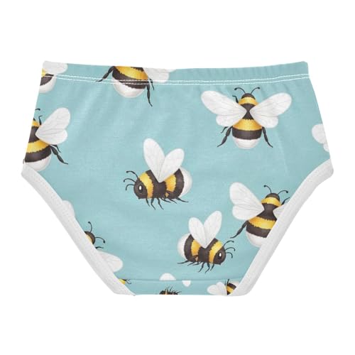 Cute Cartoon Bees Black Girls Briefs, Toddler Girl Briefs, Girls' Cotton Brief Underwear, 2–8 Years2