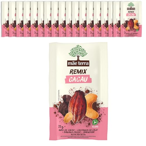 Mãe Terra 18 Unidades Mix de Frutas e Sementes Cacau Remix Pacote 25g