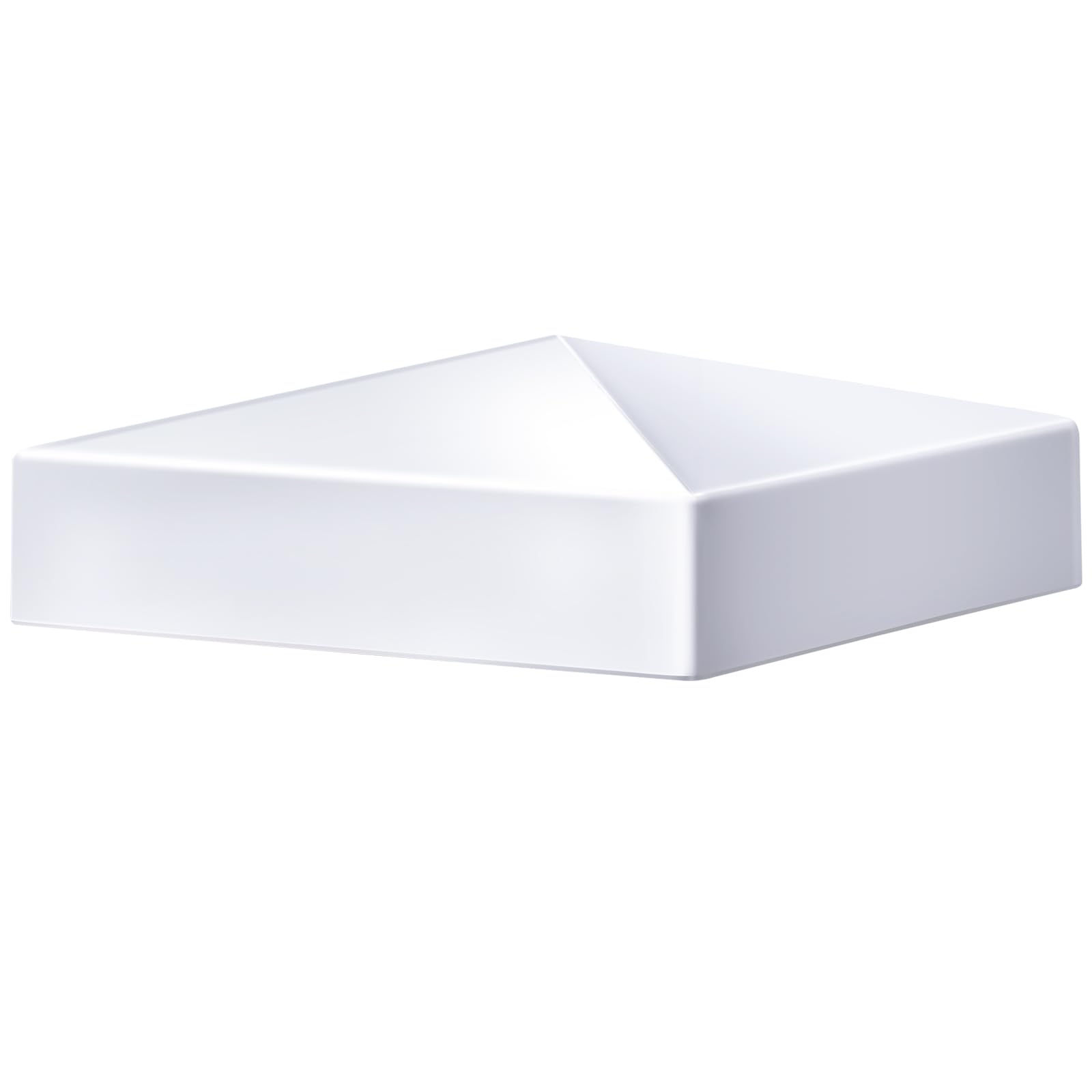 Taiyin 1 Pcs White Vinyl Fence Post Caps Pyramid PVC, 5 x 5 Inch, Classic