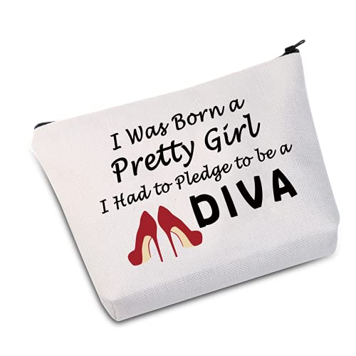 DST Sorority Make Up Bag I Had To Pledge To Be a Diva Cosmetic Bag Delta Gift DST Greek Sorority Gift (I Had To Pledge To Be a Diva White Bag)