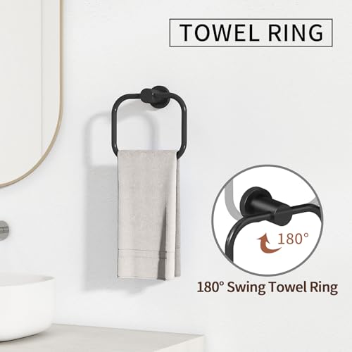 STWWO 4-Pieces Bathroom Hardware Set Black, Stainless Steel 16 Inch Towel Bar Set, Towel R - image 4