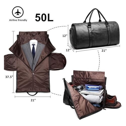 Travel Bags Carry On Garment Bags for Travel Garment Duffle Bag Mens Suit Bags with Shoe Compartment Waterproof for Business Husband Gifts(Black)3