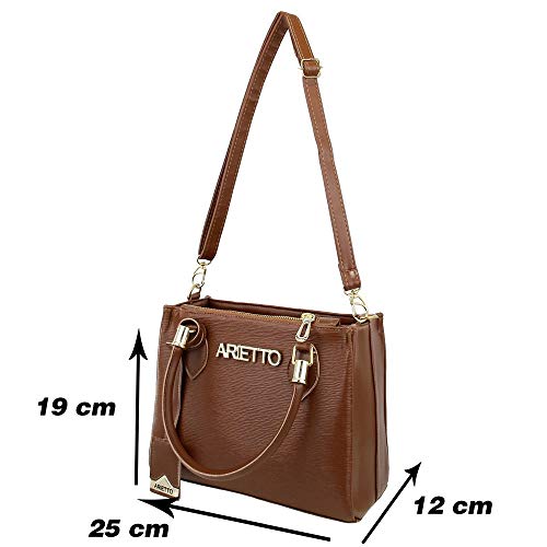 Conjunto com 4 Peças Bolsas Femininas e Carteira Lisa Arietto Cor:Marrom
