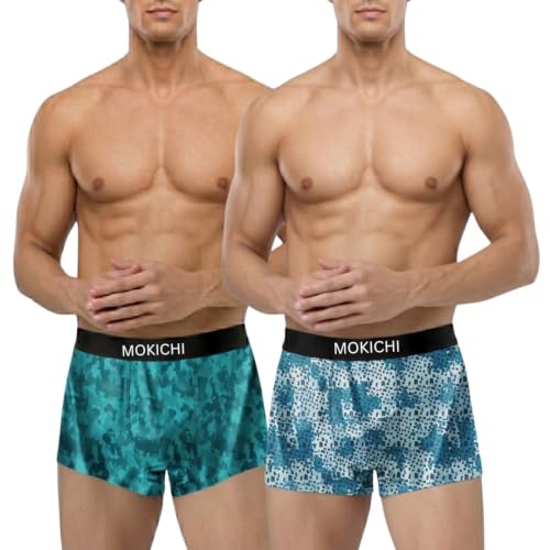 Image of Men's Microfiber Boxer Briefs Pack of 2 | Ultra Soft Stretch Trunks | Moisture-Wicking Breathable Innerwear | Printed Premium Underwear for Men | Comfortable Elastic Waistband