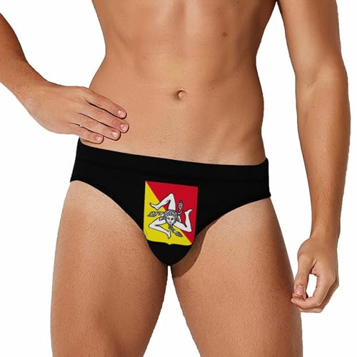 Coat of Arms of Sicilian Mens Swim Briefs Quick Dry Triangle Trunks Swimsuit Swimming Bikini Swimwear